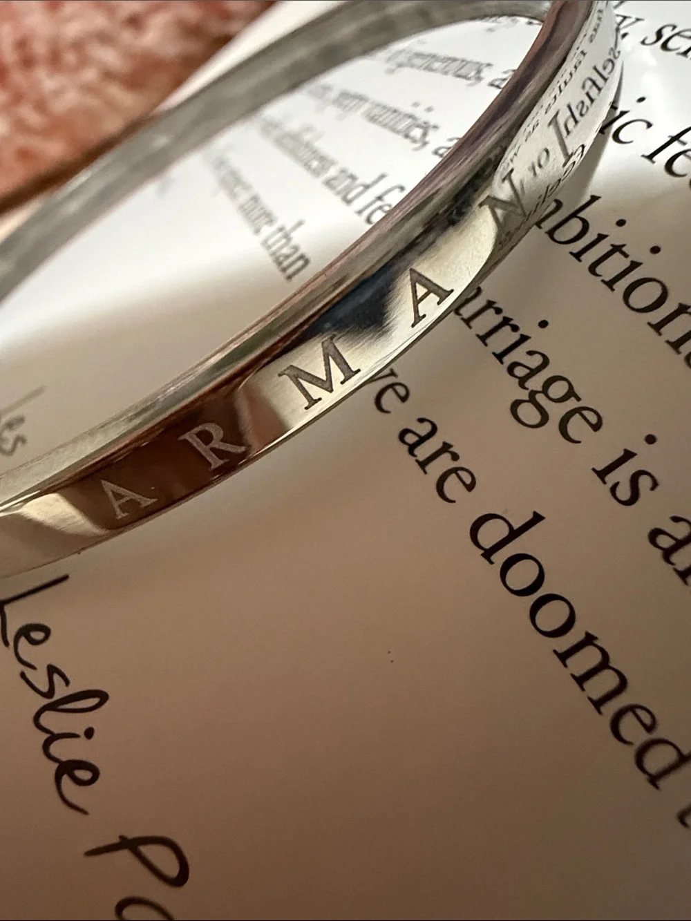 Giorgio Armani Silver-Tone Engraved Logo Bangle